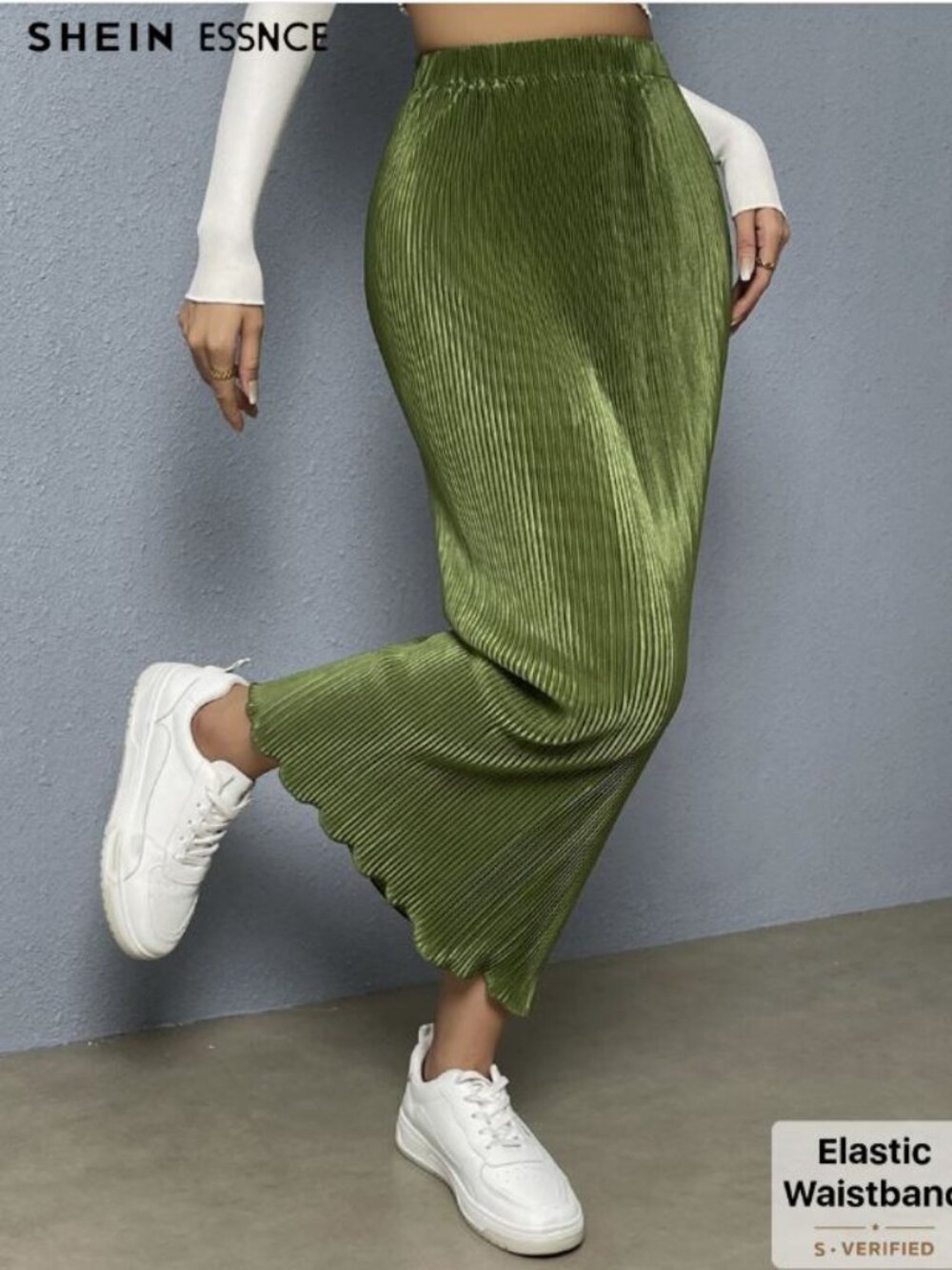SHEIN Olive Green Midi Skirt